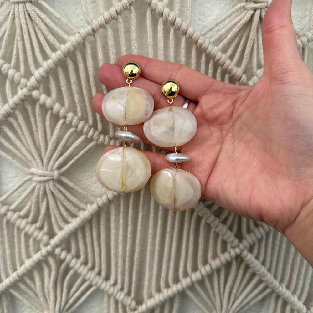 Chic Gold and Genuine Pearl Statement Earrings